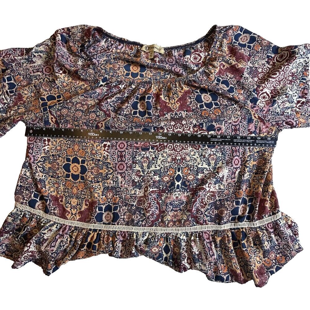 Democracy Womens Floral Allover Print Bell Sleeve Boho Blouse Multicolor Size 3X - Picture 3 of 6